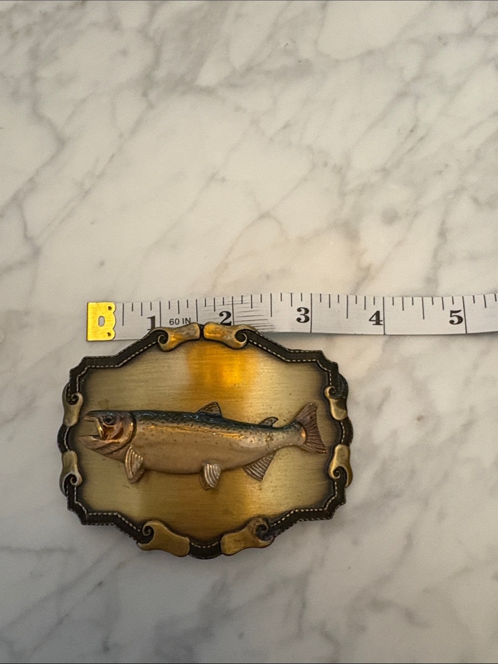 Brass Fish Plaque Decorative Ornament in Gold and Brown